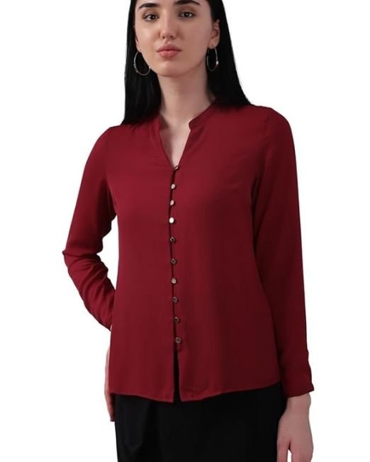 Allen Solly Women's 100% Polyester Regular Fit Shirt