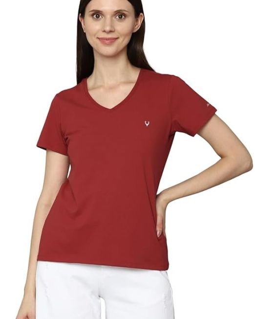 Allen Solly Women's 100% Polyester Regular Fit T-Shirt