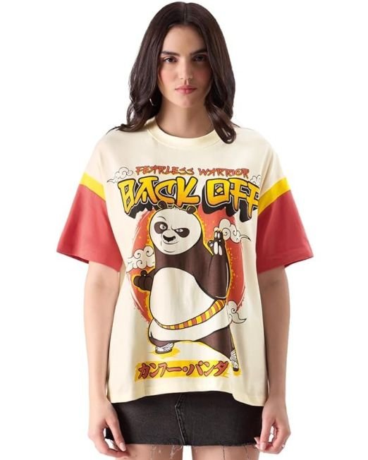 Back Off Womens Oversized Fit Graphic Printed Half Sleeve Cotton Multicolored