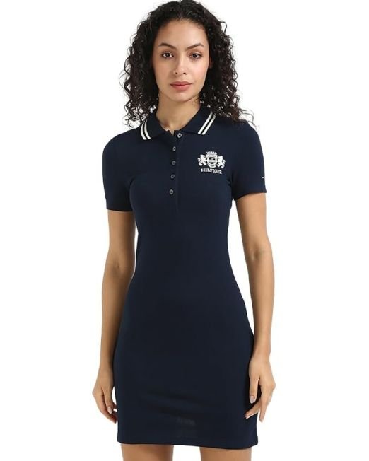 Tommy Hilfiger Women's Cotton A-Line Above The Knee Casual Dress