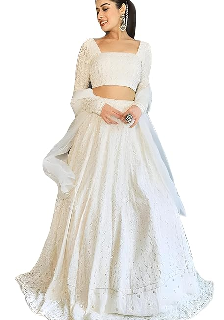 Women 's Georgette Embroidery Lehenga Choli with Dupatta Ready to wear