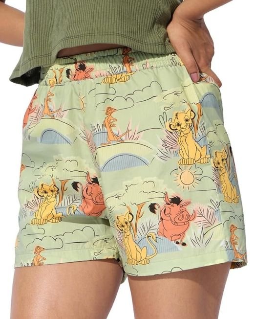 Hakuna Matata Women and Girls Pull On Green All Over Printed Regular Fit Cotton Boxer Shorts