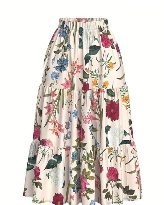 Floral Printed Western Summer Wear | Lightweight Soft Fabric | Casual & Festive Maxi Skirt