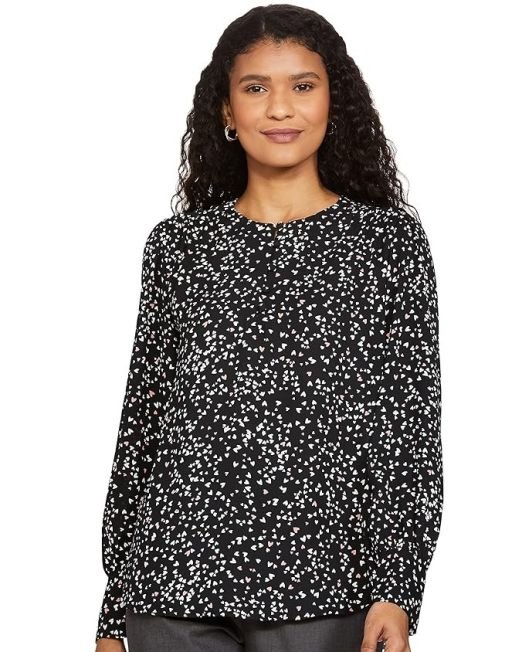 Marks & Spencer Womens Printed Polyester Round Neck Regular Fit Top