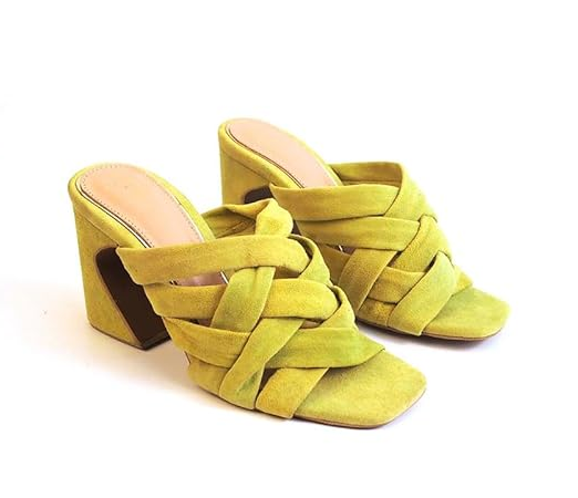 Heel Your Sole Wolly Lime Green Suede Leather Heels