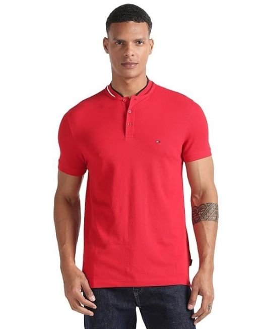 TOMMY HILFIGER Men's Cotton Graphic Slim Fit Polo