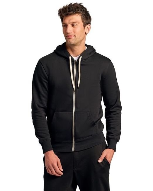 Classic Men's Fleece French Terry Zip Hoodie, Zip-up French Terry Fleece Hooded Sweatshirt Jacket for Men