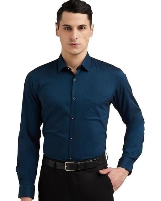 Peter England Men's Everyday Solid Slim Fit Full Sleeve Formal Shirt | Cotton-Rich